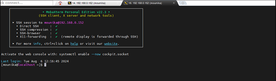 Successfully done SSH Login to the RHEL server